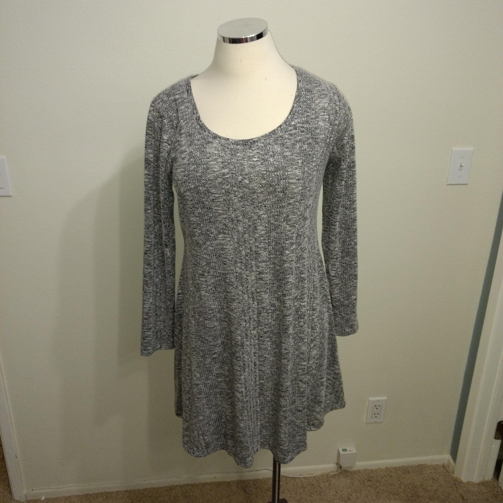 NWT Gray Women's Plus Fit and Flare Long Sleeve Dress - sz 2X